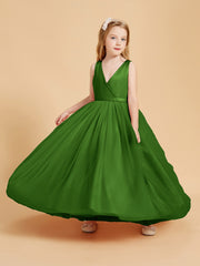 Tulle Junior Bridesmaid Dresses Satin Top Glamourous Bowknot Moss