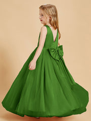 Tulle Junior Bridesmaid Dresses Satin Top Glamourous Bowknot Moss