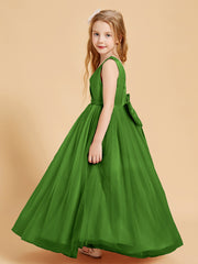 Tulle Junior Bridesmaid Dresses Satin Top Glamourous Bowknot Moss