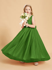Tulle Junior Bridesmaid Dresses Satin Top Glamourous Bowknot Moss