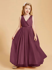 Tulle Junior Bridesmaid Dresses Satin Top Glamourous Bowknot Mulberry
