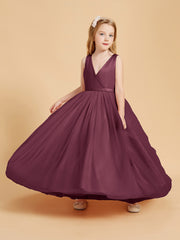 Tulle Junior Bridesmaid Dresses Satin Top Glamourous Bowknot Mulberry