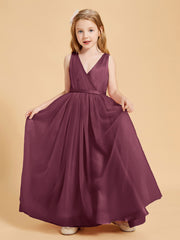 Tulle Junior Bridesmaid Dresses Satin Top Glamourous Bowknot Mulberry