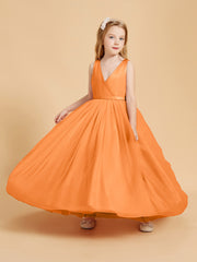Tulle Junior Bridesmaid Dresses Satin Top Glamourous Bowknot Orange