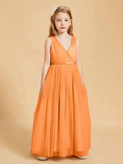 Tulle Junior Bridesmaid Dresses Satin Top Glamourous Bowknot Orange