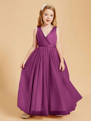 Tulle Junior Bridesmaid Dresses Satin Top Glamourous Bowknot Orchid