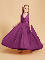 Tulle Junior Bridesmaid Dresses Satin Top Glamourous Bowknot Orchid