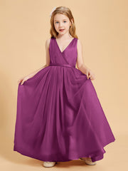 Tulle Junior Bridesmaid Dresses Satin Top Glamourous Bowknot Orchid
