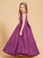 Tulle Junior Bridesmaid Dresses Satin Top Glamourous Bowknot Orchid