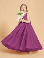 Tulle Junior Bridesmaid Dresses Satin Top Glamourous Bowknot Orchid