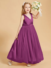 Tulle Junior Bridesmaid Dresses Satin Top Glamourous Bowknot Orchid