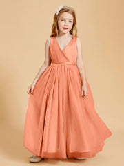 Tulle Junior Bridesmaid Dresses Satin Top Glamourous Bowknot Papaya