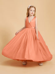Tulle Junior Bridesmaid Dresses Satin Top Glamourous Bowknot Papaya