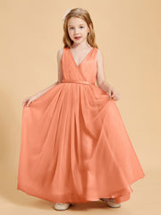 Tulle Junior Bridesmaid Dresses Satin Top Glamourous Bowknot Papaya