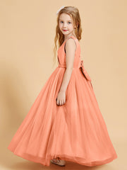 Tulle Junior Bridesmaid Dresses Satin Top Glamourous Bowknot Papaya