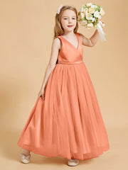 Tulle Junior Bridesmaid Dresses Satin Top Glamourous Bowknot Papaya