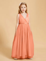 Tulle Junior Bridesmaid Dresses Satin Top Glamourous Bowknot Papaya