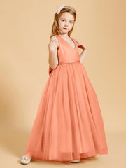 Tulle Junior Bridesmaid Dresses Satin Top Glamourous Bowknot Papaya
