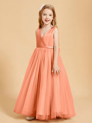 Tulle Junior Bridesmaid Dresses Satin Top Glamourous Bowknot Papaya