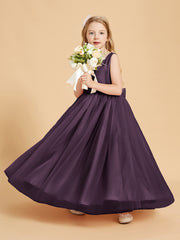 Tulle Junior Bridesmaid Dresses Satin Top Glamourous Bowknot Plum