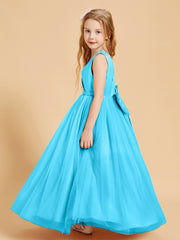 Tulle Junior Bridesmaid Dresses Satin Top Glamourous Bowknot Pool