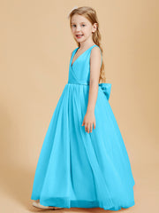 Tulle Junior Bridesmaid Dresses Satin Top Glamourous Bowknot Pool