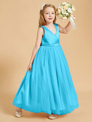 Tulle Junior Bridesmaid Dresses Satin Top Glamourous Bowknot Pool