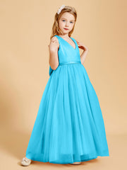 Tulle Junior Bridesmaid Dresses Satin Top Glamourous Bowknot Pool