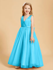 Tulle Junior Bridesmaid Dresses Satin Top Glamourous Bowknot Pool