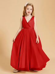 Tulle Junior Bridesmaid Dresses Satin Top Glamourous Bowknot Red