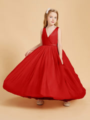 Tulle Junior Bridesmaid Dresses Satin Top Glamourous Bowknot Red