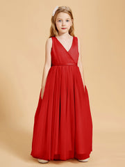 Tulle Junior Bridesmaid Dresses Satin Top Glamourous Bowknot Red