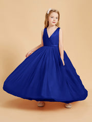 Tulle Junior Bridesmaid Dresses Satin Top Glamourous Bowknot Royal Blue