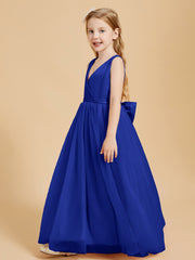 Tulle Junior Bridesmaid Dresses Satin Top Glamourous Bowknot Royal Blue