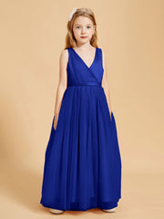 Tulle Junior Bridesmaid Dresses Satin Top Glamourous Bowknot Royal Blue