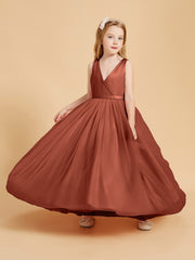 Tulle Junior Bridesmaid Dresses Satin Top Glamourous Bowknot Rust
