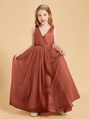 Tulle Junior Bridesmaid Dresses Satin Top Glamourous Bowknot Rust