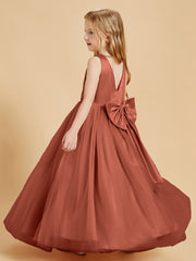 Tulle Junior Bridesmaid Dresses Satin Top Glamourous Bowknot Rust