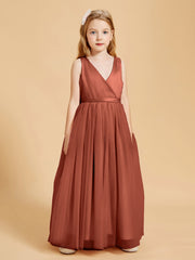 Tulle Junior Bridesmaid Dresses Satin Top Glamourous Bowknot Rust