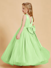 Tulle Junior Bridesmaid Dresses Satin Top Glamourous Bowknot Sage