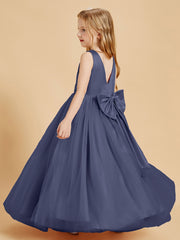 Tulle Junior Bridesmaid Dresses Satin Top Glamourous Bowknot Stormy