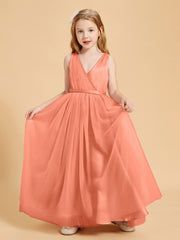 Tulle Junior Bridesmaid Dresses Satin Top Glamourous Bowknot Sunset