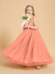 Tulle Junior Bridesmaid Dresses Satin Top Glamourous Bowknot Sunset