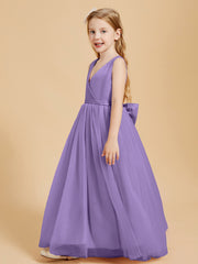 Tulle Junior Bridesmaid Dresses Satin Top Glamourous Bowknot Tahiti