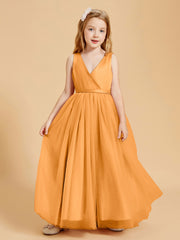 Tulle Junior Bridesmaid Dresses Satin Top Glamourous Bowknot Tangerine