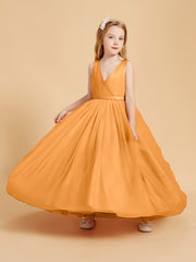 Tulle Junior Bridesmaid Dresses Satin Top Glamourous Bowknot Tangerine