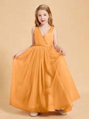 Tulle Junior Bridesmaid Dresses Satin Top Glamourous Bowknot Tangerine