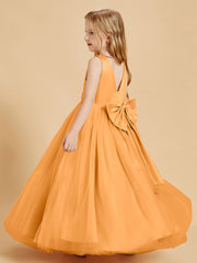 Tulle Junior Bridesmaid Dresses Satin Top Glamourous Bowknot Tangerine