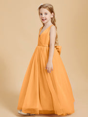 Tulle Junior Bridesmaid Dresses Satin Top Glamourous Bowknot Tangerine