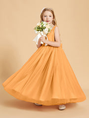 Tulle Junior Bridesmaid Dresses Satin Top Glamourous Bowknot Tangerine
